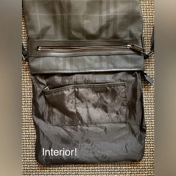 BURBERRY Black Check Messenger Bag w/LOGO Strapping/italian made🎁EUC - Picture 12 of 13